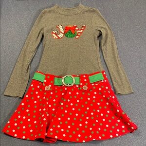 Festive Joy Dress with Red Polka Dot Skirt